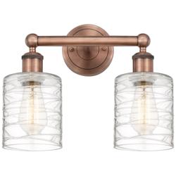Edison Cobbleskill 14&quot;W 2 Light Copper Bath Light With Deco Swirl Shad