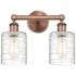 Edison Cobbleskill 14"W 2 Light Copper Bath Light With Deco Swirl Shad