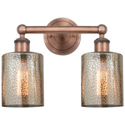 Edison Cobbleskill 14&quot;W 2 Light Copper Bath Light With Mercury Shade