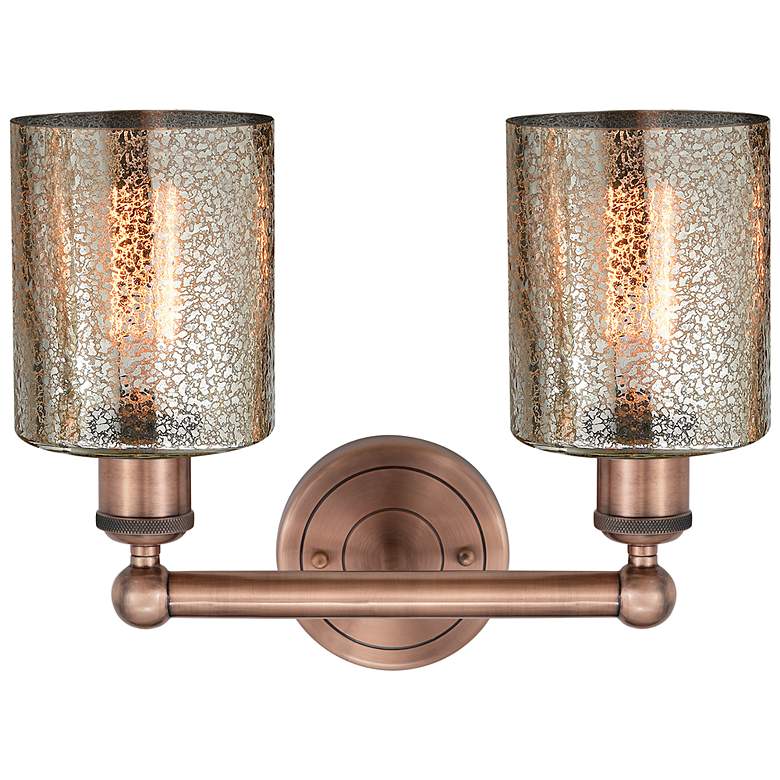 Image 3 Edison Cobbleskill 14"W 2 Light Copper Bath Light With Mercury Shade more views