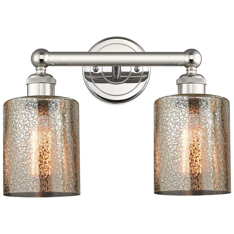 Image 1 Edison Cobbleskill 14 inchW 2 Light Polished Nickel Bath Light w/ Mercury 