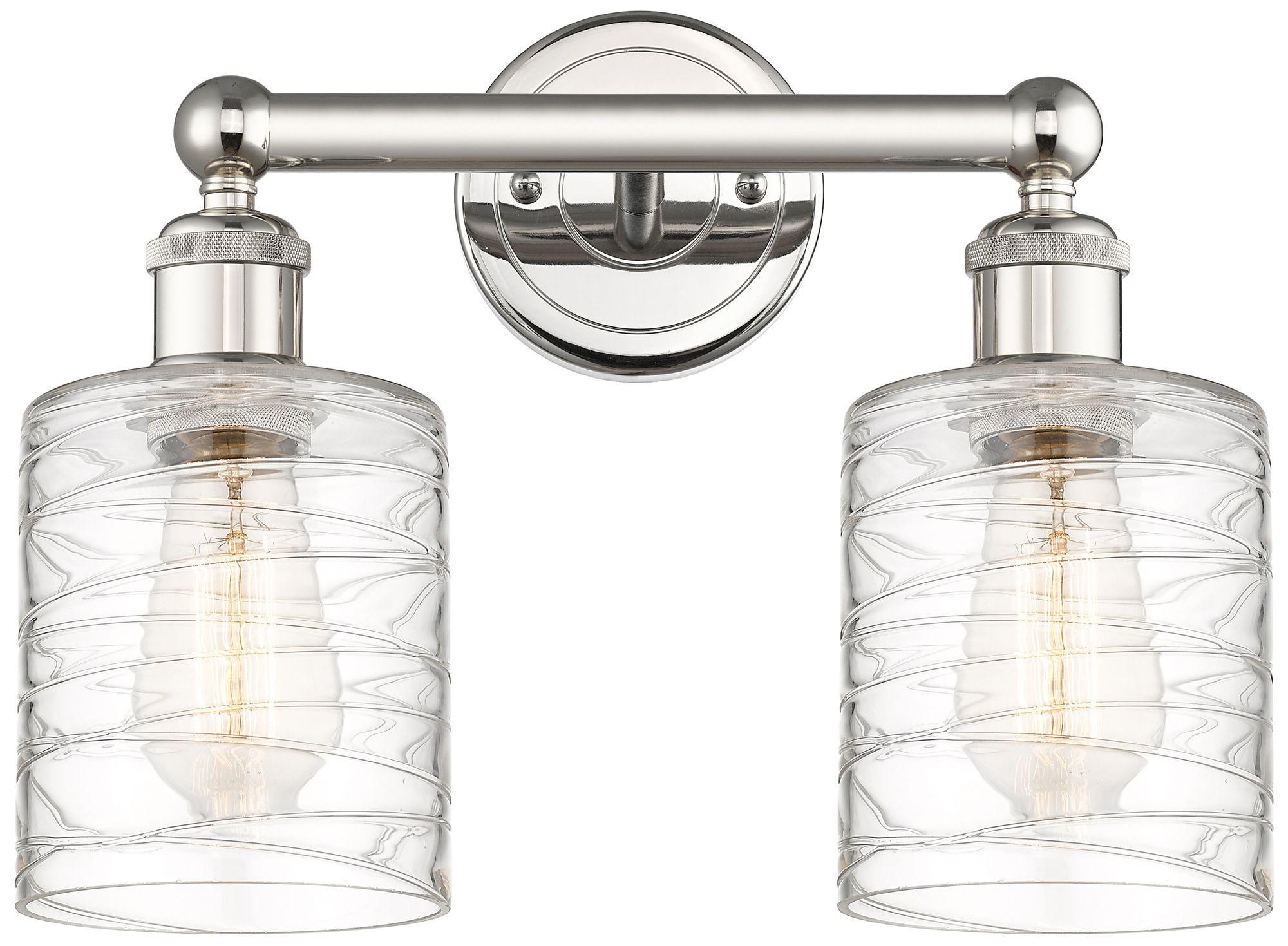 Edison Cobbleskill 14"W 2 Light Polished Nickel Bath Light w/ Swirl Sh