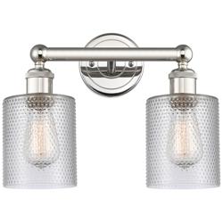 Edison Cobbleskill 14&quot;W 2 Light Polished Nickel Bath Light With Clear