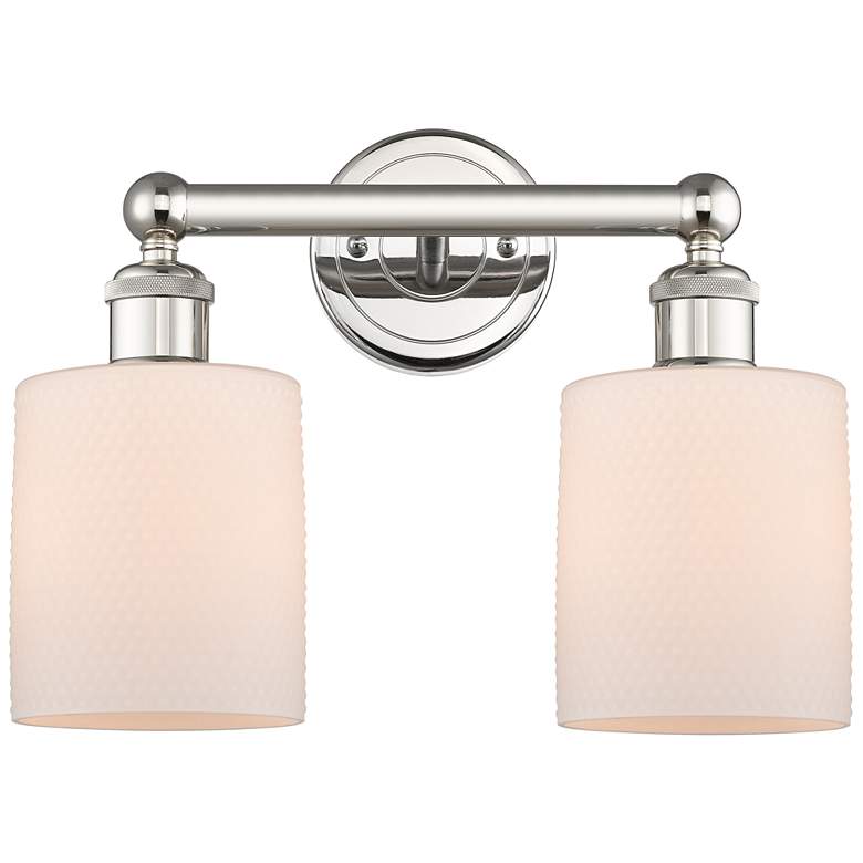 Image 1 Edison Cobbleskill 14"W 2 Light Polished Nickel Bath Light With White