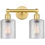 Edison Cobbleskill 14"W 2 Light Satin Gold Bath Light With Clear Shade