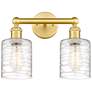 Edison Cobbleskill 14"W 2 Light Satin Gold Bath Light With Deco Swirl 