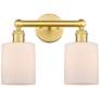 Edison Cobbleskill 14"W 2 Light Satin Gold Bath Light With White Shade