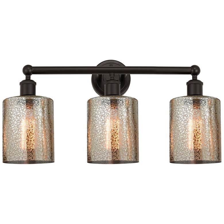 Image 1 Edison Cobbleskill 23" 3-Light Bronze Bath Light w/ Mercury Shade