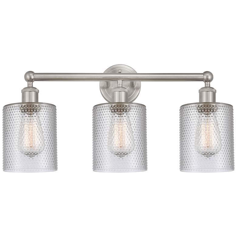 Image 1 Edison Cobbleskill 23" 3-Light Brushed Nickel Bath Light w/ Clear Shad