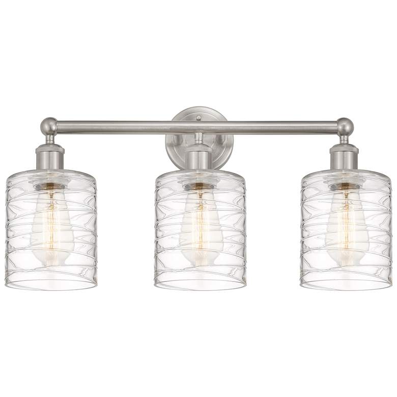 Image 1 Edison Cobbleskill 23" 3-Light Brushed Nickel Bath Light w/ Deco Shade