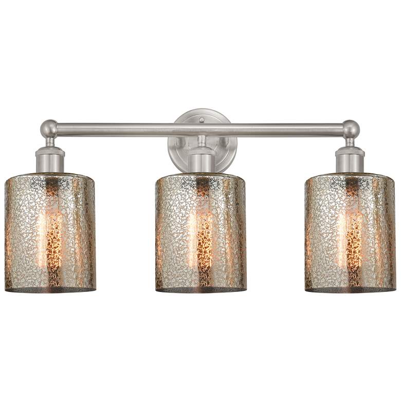 Image 1 Edison Cobbleskill 23" 3-Light Brushed Nickel Bath Light w/ Mercury Sh