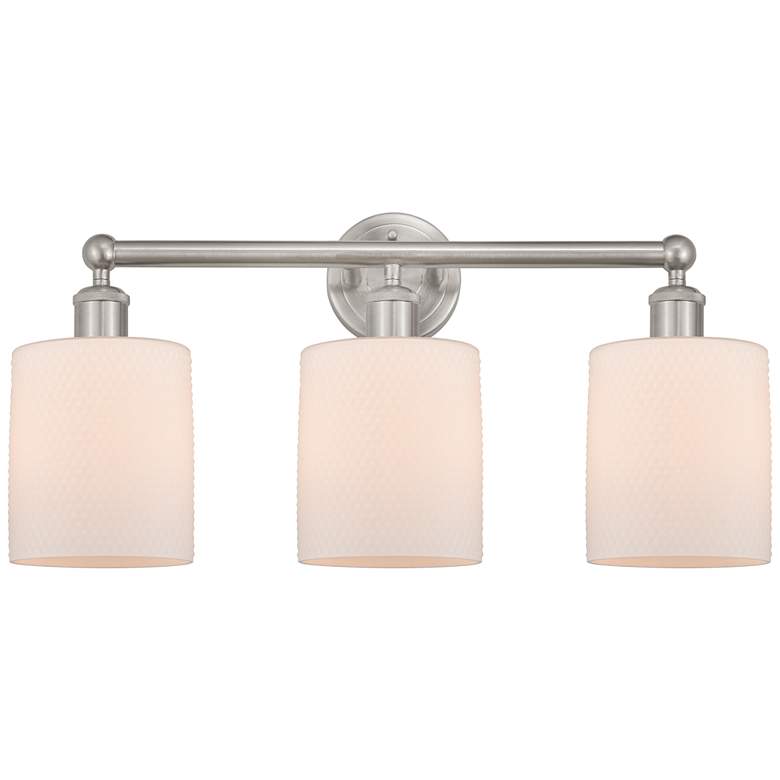 Image 1 Edison Cobbleskill 23" 3-Light Brushed Nickel Bath Light w/ White Shad