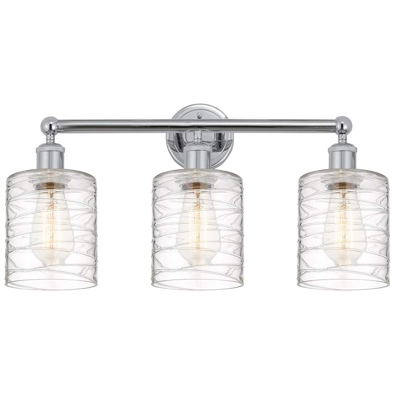 Image 1 Edison Cobbleskill 23" 3-Light Chrome Bath Light w/ Deco Swirl Shade