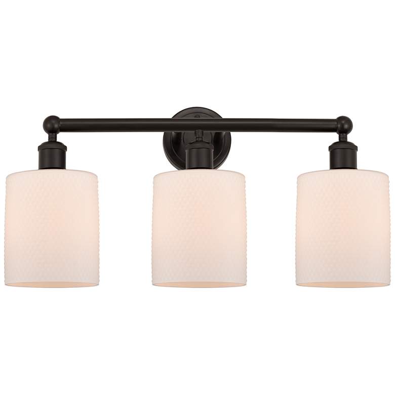 Image 1 Edison Cobbleskill 23" 3-Light Oil Rubbed Bronze Bath Light w/ White S