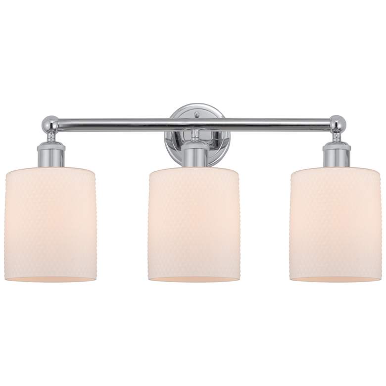 Image 1 Edison Cobbleskill 23" 3-Light Polished Chrome Bath Light w/ White Sha