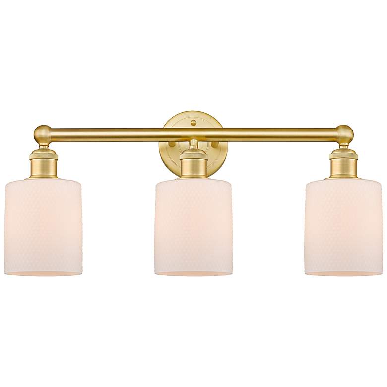 Image 1 Edison Cobbleskill 23" Wide Satin Gold 3-Light Bath Light
