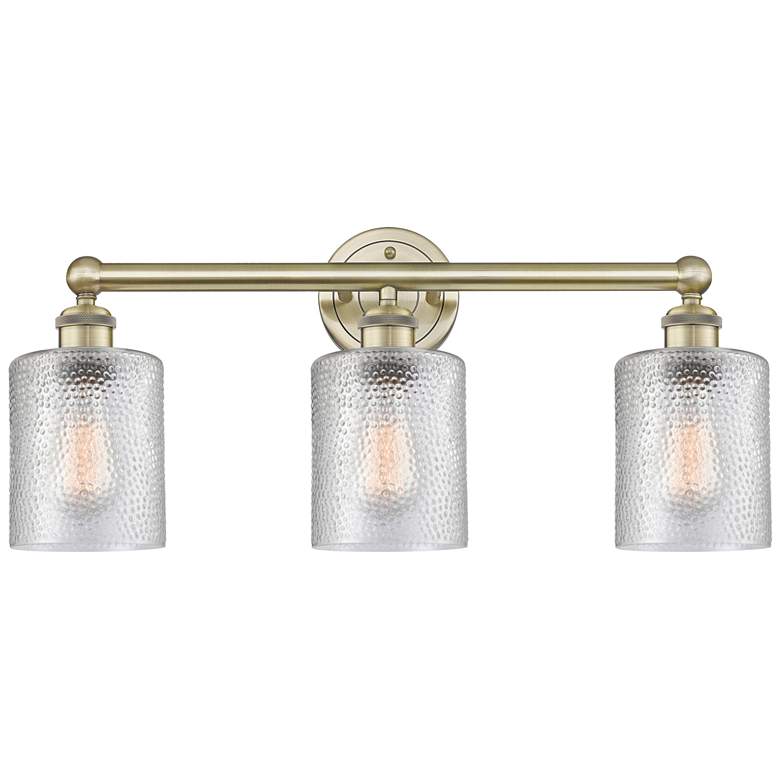Image 1 Edison Cobbleskill 23"W 3 Light Antique Brass Bath Light With Clear Sh