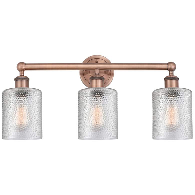 Image 1 Edison Cobbleskill 23"W 3 Light Antique Copper Bath Light With Clear S