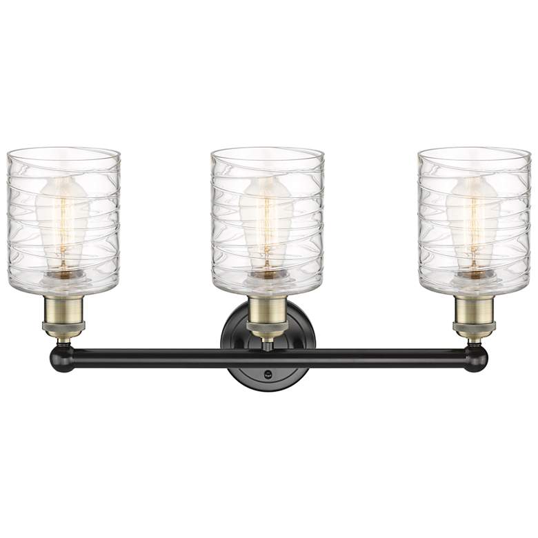 Image 2 Edison Cobbleskill 23"W 3 Light Black Brass Bath Light w/ Deco Swirl S more views