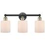 Edison Cobbleskill 23"W 3 Light Black Brass Bath Light With White Shad