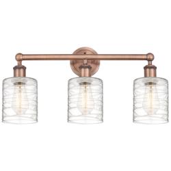 Edison Cobbleskill 23&quot;W 3 Light Copper Bath Light With Deco Swirl Shad