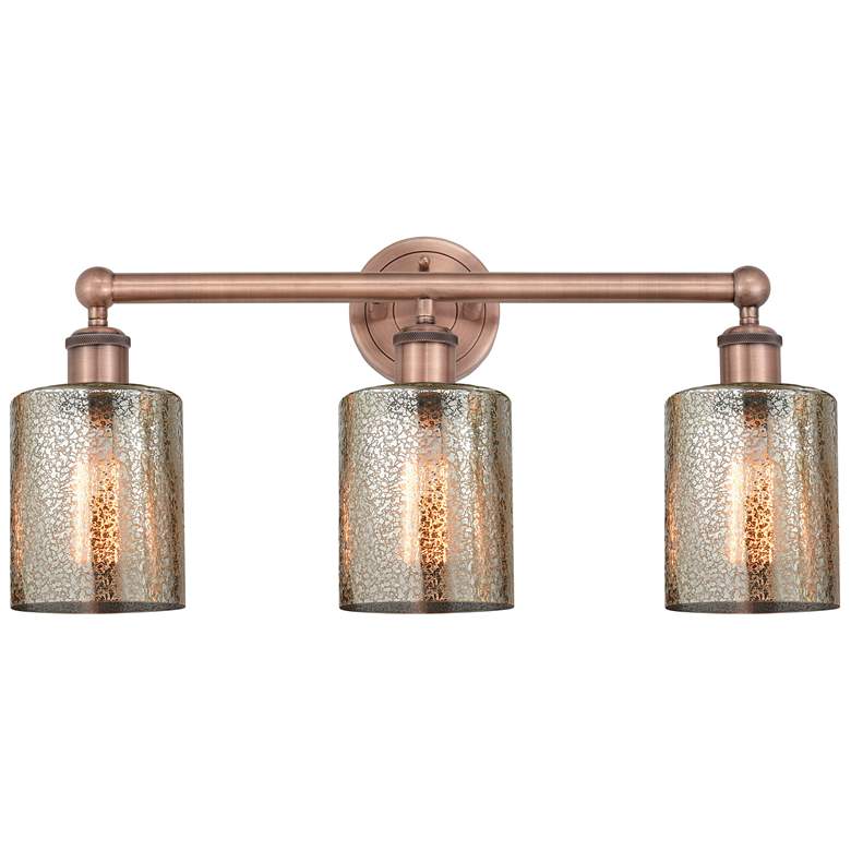 Image 1 Edison Cobbleskill 23"W 3 Light Copper Bath Light With Mercury Shade