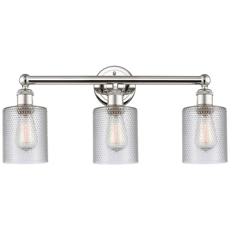Image 1 Edison Cobbleskill 23"W 3 Light Polished Nickel Bath Light With Clear