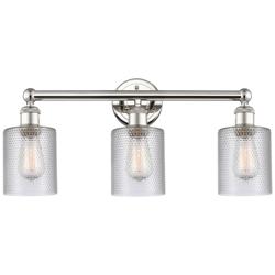 Edison Cobbleskill 23&quot;W 3 Light Polished Nickel Bath Light With Clear