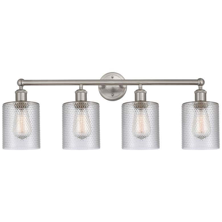 Image 1 Edison Cobbleskill 32" 4-Light Brushed Nickel Bath Light w/ Clear Shad