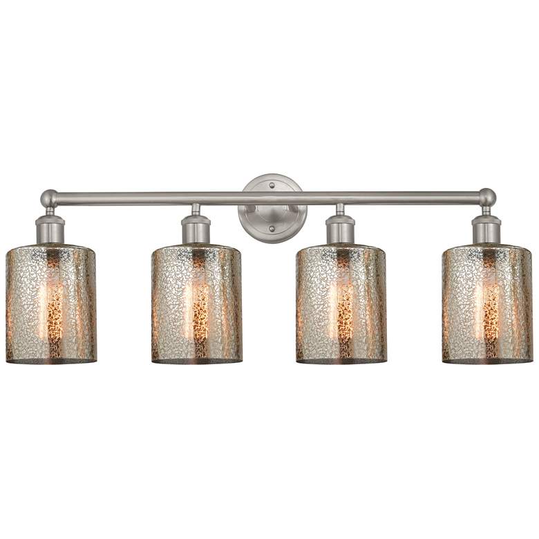 Image 1 Edison Cobbleskill 32" 4-Light Brushed Nickel Bath Light w/ Mercury Sh