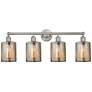 Edison Cobbleskill 32" 4-Light Brushed Nickel Bath Light w/ Mercury Sh
