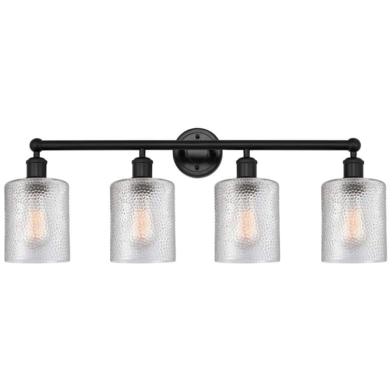 Image 1 Edison Cobbleskill 32" 4-Light Matte Black Bath Light w/ Clear Shade