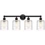 1_Edison Cobbleskill 32" 4-Light Matte Black Bath Light w/ Deco Swirl Sh