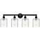 Edison Cobbleskill 32" 4-Light Matte Black Bath Light w/ Deco Swirl Sh