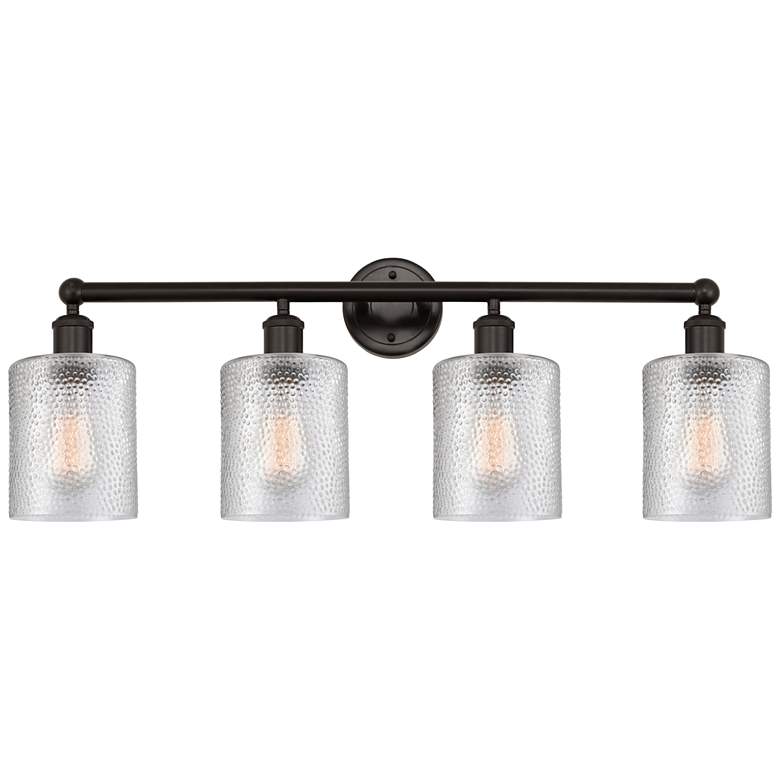 Image 1 Edison Cobbleskill 32" 4-Light Oil Rubbed Bronze Bath Light w/ Clear S