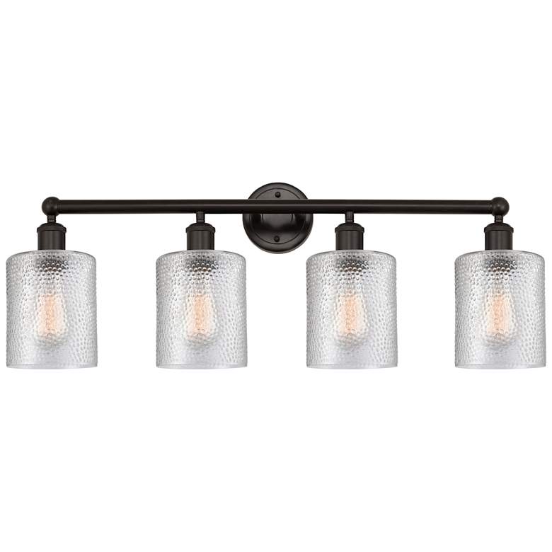 Image 1 Edison Cobbleskill 32 inch 4-Light Oil Rubbed Bronze Bath Light w/ Clear S