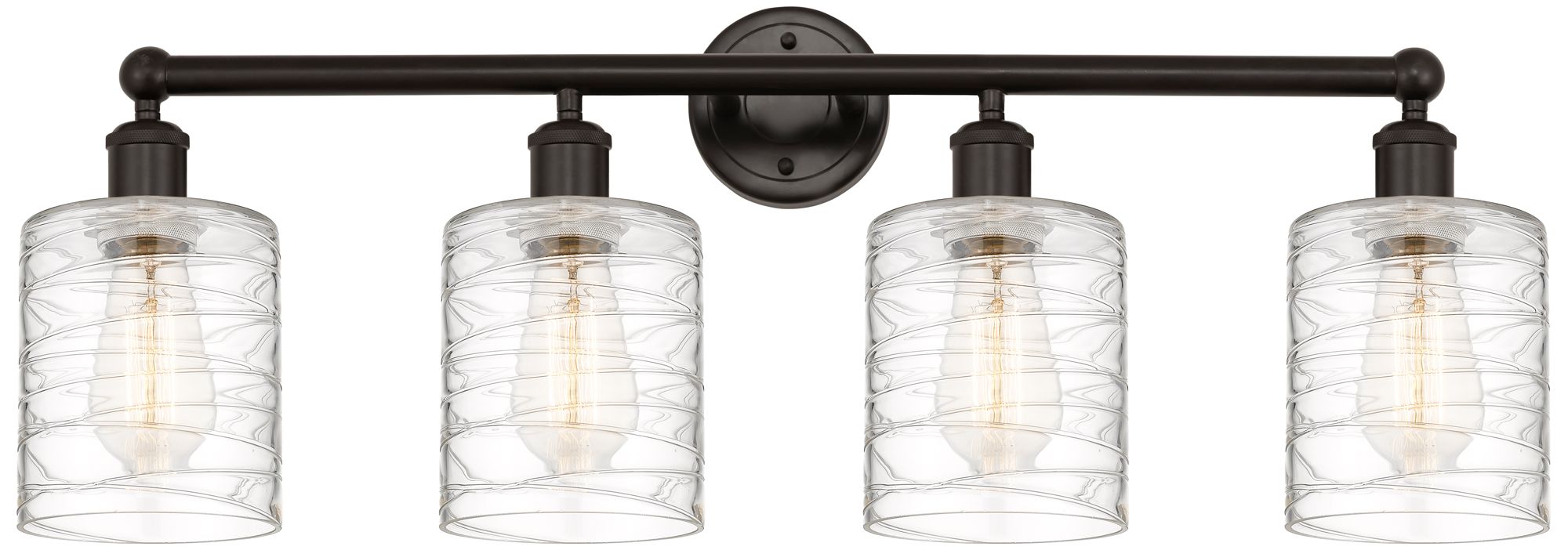 Edison Cobbleskill 32" 4Light Oil Rubbed Bronze Bath Light w/ Deco Sh