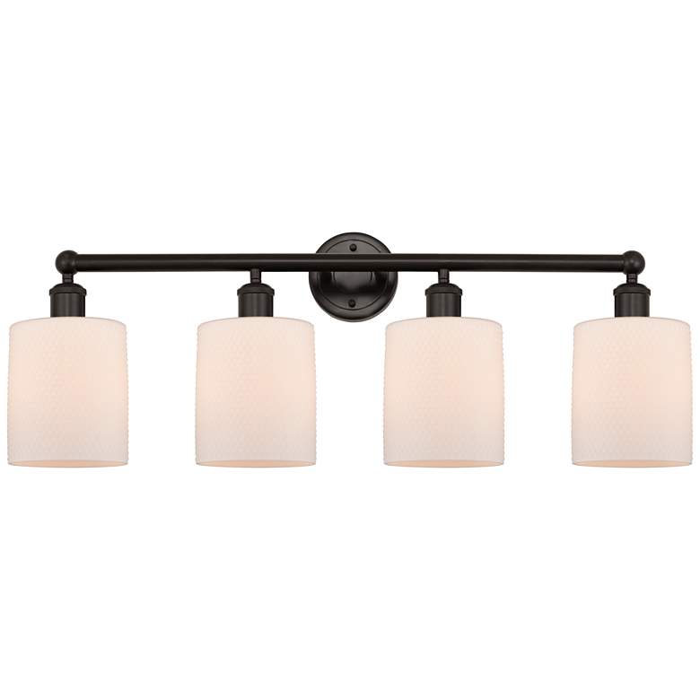 Image 1 Edison Cobbleskill 32" 4-Light Oil Rubbed Bronze Bath Light w/ White S