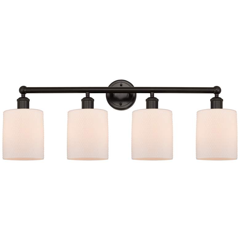 Image 1 Edison Cobbleskill 32 inch 4-Light Oil Rubbed Bronze Bath Light w/ White S