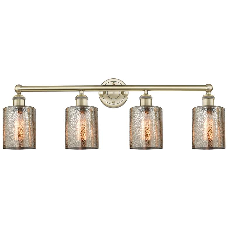 Image 1 Edison Cobbleskill 32"W 4 Light Antique Brass Bath Light With Mercury
