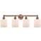 Edison Cobbleskill 32"W 4 Light Antique Copper Bath Light With White S