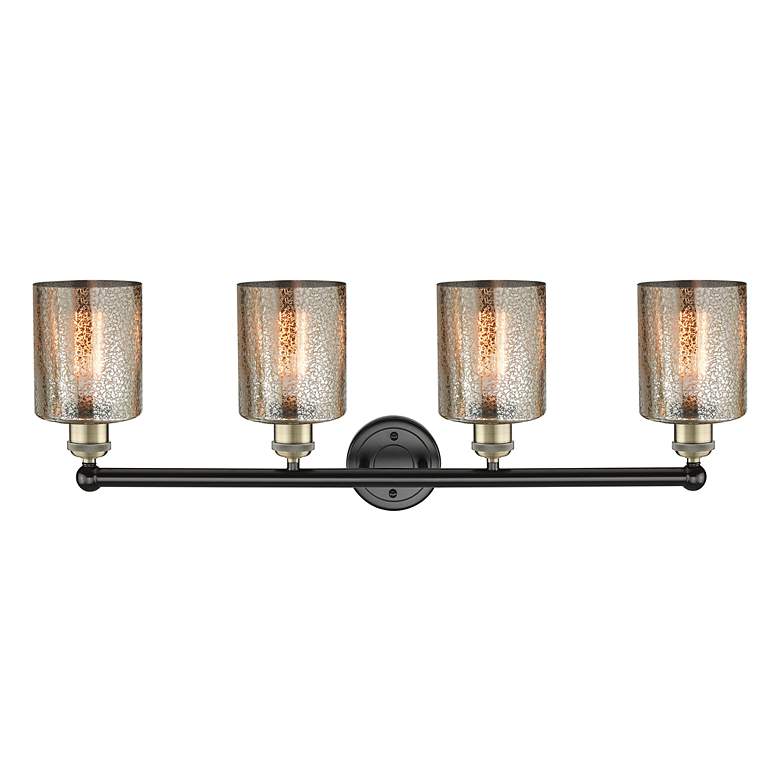 Image 2 Edison Cobbleskill 32"W 4 Light Black Brass Bath Light With Mercury Sh more views