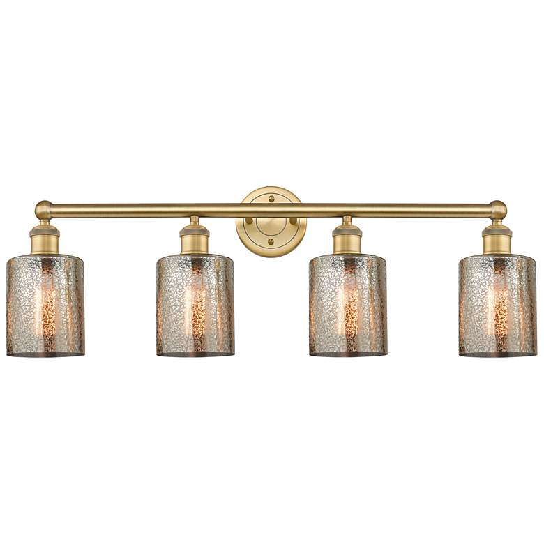 Image 1 Edison Cobbleskill 32"W 4 Light Brushed Brass Bath Light With Mercury