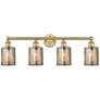 1_Edison Cobbleskill 32"W 4 Light Brushed Brass Bath Light With Mercury