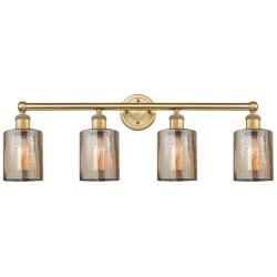 Edison Cobbleskill 32"W 4 Light Brushed Brass Bath Light With Mercury
