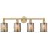 Edison Cobbleskill 32"W 4 Light Brushed Brass Bath Light With Mercury