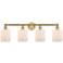 Edison Cobbleskill 32"W 4 Light Brushed Brass Bath Light With White Sh