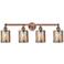 Edison Cobbleskill 32"W 4 Light Copper Bath Light With Mercury Shade