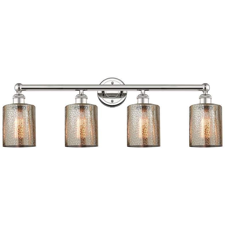 Image 1 Edison Cobbleskill 32"W 4 Light Polished Nickel Bath Light w/ Mercury