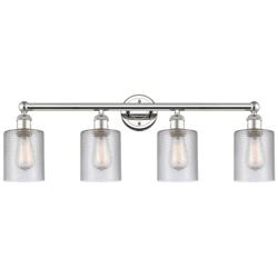 Edison Cobbleskill 32&quot;W 4 Light Polished Nickel Bath Light With Clear